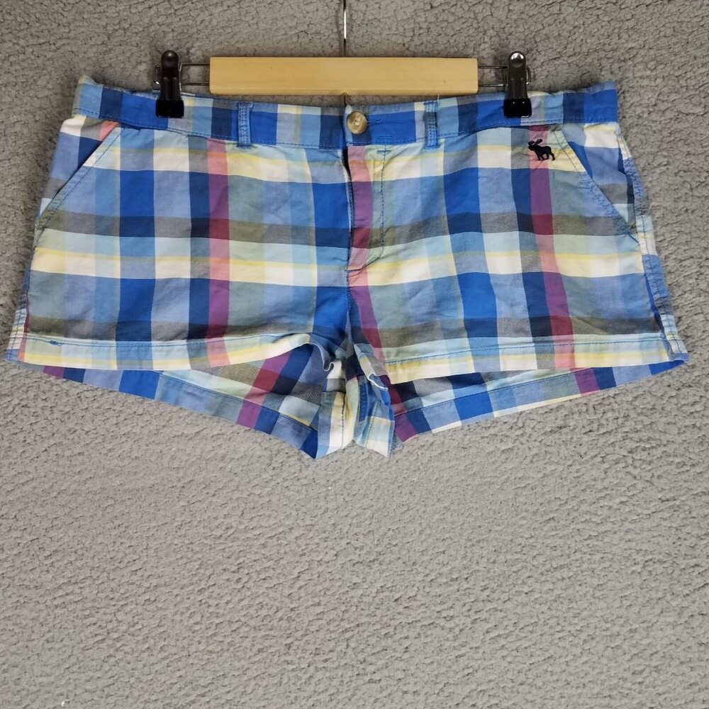 Abercrombie & Fitch Y2K Mini Chino Shorts Women's 10 Plaid Stretch Preppy 1.5"